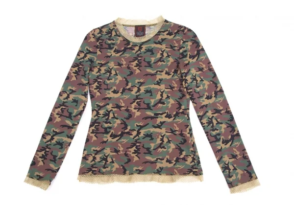 ジャンポールゴルチエ クラシックJean Paul GAULTIER CLASSIQUE ネットパイピングカモフラカットソー 緑茶40 K-128265_002