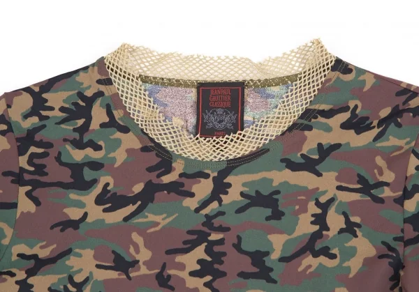 ジャンポールゴルチエ クラシックJean Paul GAULTIER CLASSIQUE ネットパイピングカモフラカットソー 緑茶40 K-128265_003