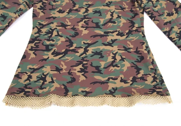 ジャンポールゴルチエ クラシックJean Paul GAULTIER CLASSIQUE ネットパイピングカモフラカットソー 緑茶40 K-128265_007