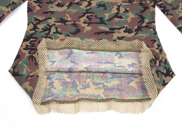 ジャンポールゴルチエ クラシックJean Paul GAULTIER CLASSIQUE ネットパイピングカモフラカットソー 緑茶40 K-128265_008