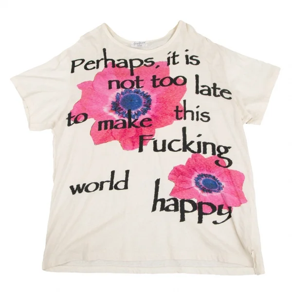 ヨウジヤマモト プールオムYohji Yamamoto POUR HOMME フラワーグラフィックプリントTシャツ 生成3 K-128276_001