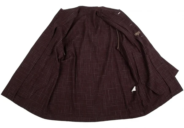 ワイズフォーメンY's for men チェックグリッドロングジャケット エンジL K-128304_010