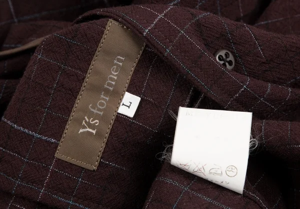 ワイズフォーメンY's for men チェックグリッドロングジャケット エンジL K-128304_016