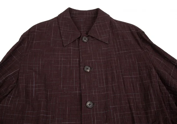 ワイズフォーメンY's for men チェックグリッドロングジャケット エンジL K-128304_002