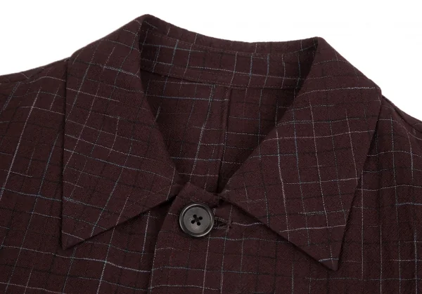 ワイズフォーメンY's for men チェックグリッドロングジャケット エンジL K-128304_003