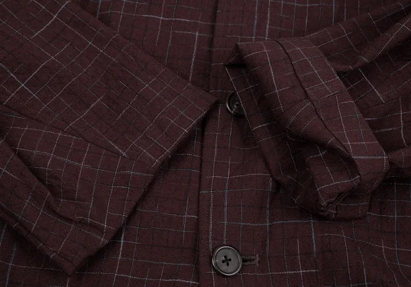 ワイズフォーメンY's for men チェックグリッドロングジャケット エンジL K-128304_007
