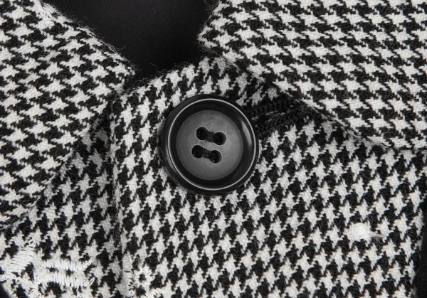 ローブドシャンブル コムデギャルソンrobe de chambre COMME des GARCONSフラワー刺繍ハウンドトゥースジャケット 黒白M K-128310_005