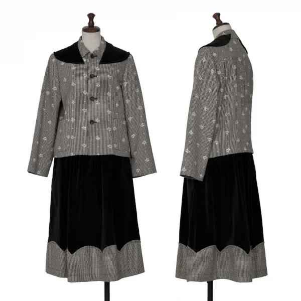 ローブドシャンブル コムデギャルソンrobe de chambre COMME des GARCONS ハウンドトゥースセットアップ 黒白M・M位 K-128312_001
