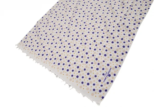トリココムデギャルソンtricot COMME des GARCONS ドットプリントストール 白青ベージュ K-128325_003