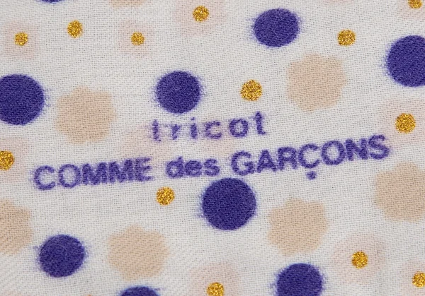 トリココムデギャルソンtricot COMME des GARCONS ドットプリントストール 白青ベージュ K-128325_004