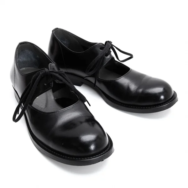 コムデギャルソンCOMME des GARCONS レースアップストラップレザーシューズ 黒22.5 K-128326_001