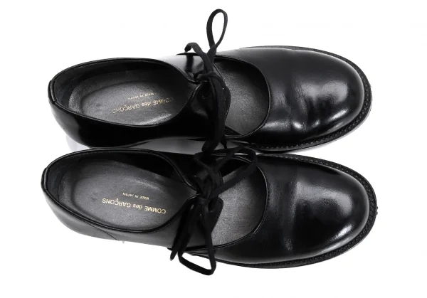 コムデギャルソンCOMME des GARCONS レースアップストラップレザーシューズ 黒22.5 K-128326_002