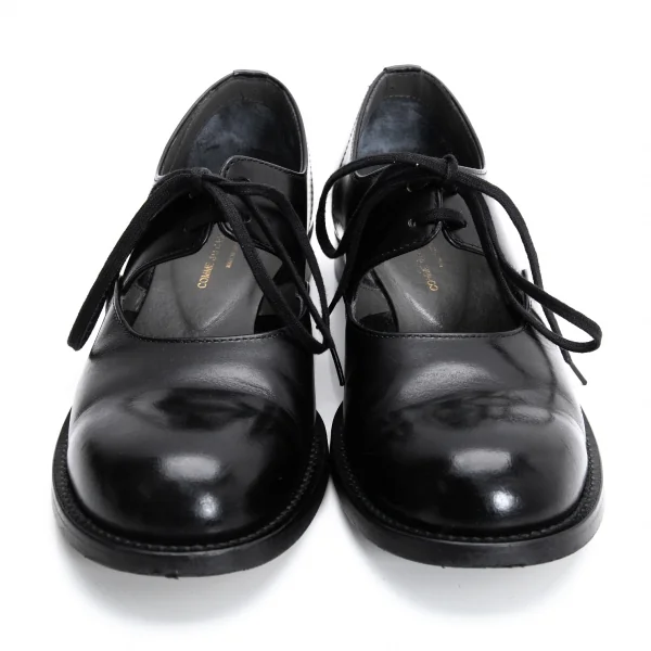 コムデギャルソンCOMME des GARCONS レースアップストラップレザーシューズ 黒22.5 K-128326_004