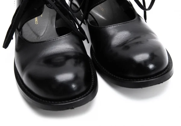 コムデギャルソンCOMME des GARCONS レースアップストラップレザーシューズ 黒22.5 K-128326_005