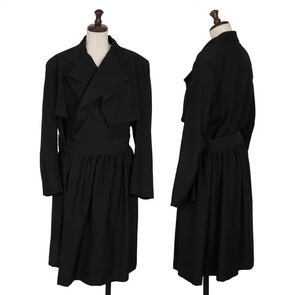 COMME des GARCONS Shadow Stripe Woven Belted Coat Black M K-128351_001