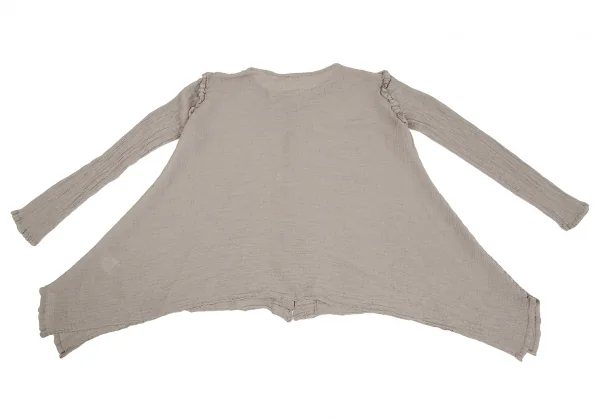イッセイミヤケ ミーISSEY MIYAKE me クレープノーカラードレープシャツ ベージュF K-128372_010