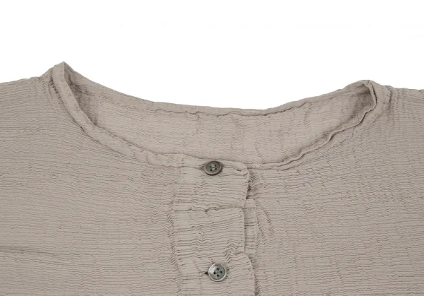 イッセイミヤケ ミーISSEY MIYAKE me クレープノーカラードレープシャツ ベージュF K-128372_004
