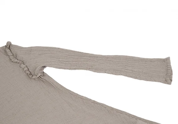 イッセイミヤケ ミーISSEY MIYAKE me クレープノーカラードレープシャツ ベージュF K-128372_006