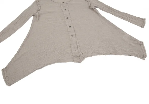 イッセイミヤケ ミーISSEY MIYAKE me クレープノーカラードレープシャツ ベージュF K-128372_008