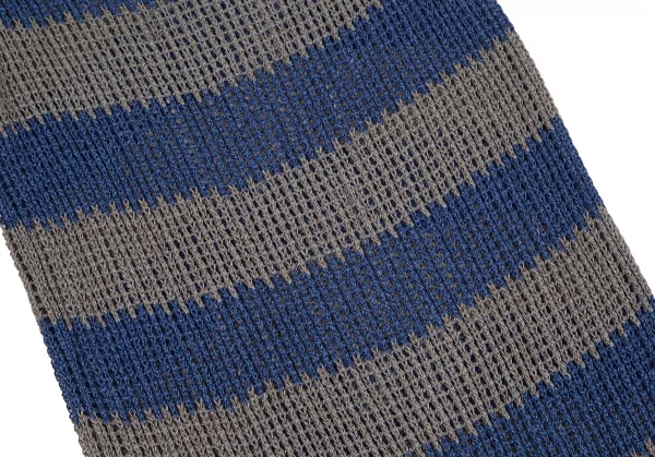 イッセイミヤケ ミーISSEY MIYAKE me ボーダーノースリーブニットチュニック 青グレーF K-128382_010