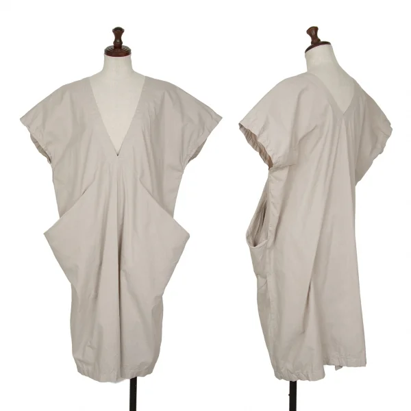 イッセイミヤケ ミーISSEY MIYAKE me フロントタックボックスシルエットワンピース ベージュF K-128383_001