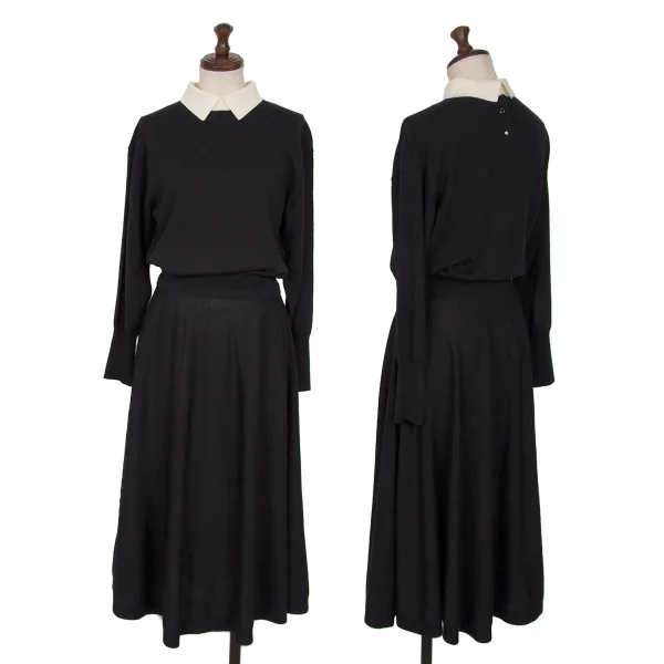 マルティニークmartinique クレリックカラーニットワンピース 紺白S位 K-128402_001