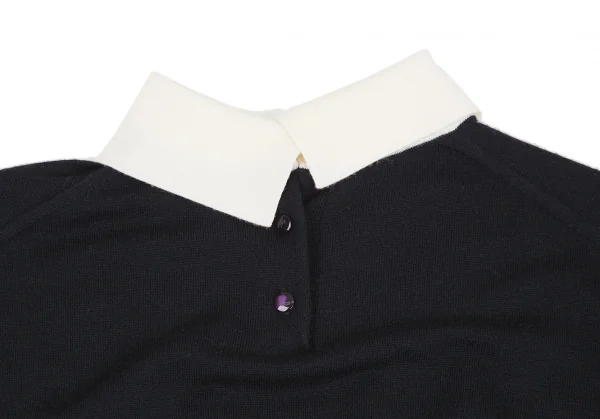 マルティニークmartinique クレリックカラーニットワンピース 紺白S位 K-128402_012