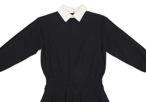 マルティニークmartinique クレリックカラーニットワンピース 紺白S位 K-128402_003