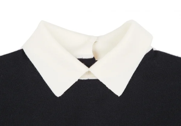 マルティニークmartinique クレリックカラーニットワンピース 紺白S位 K-128402_004