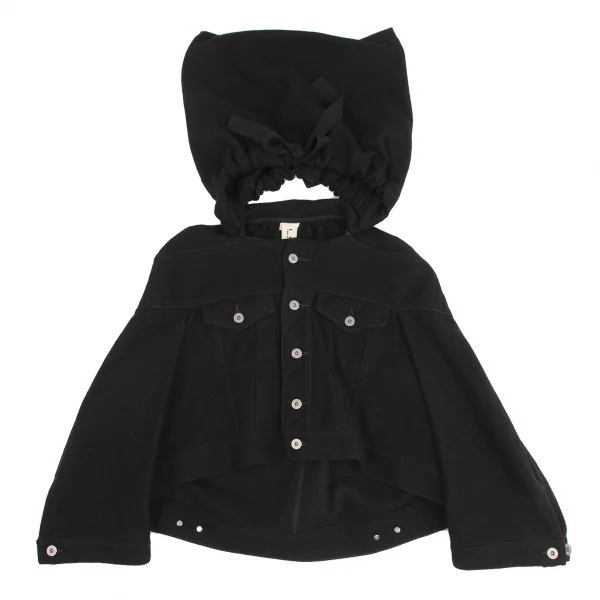 【希少】トリココムデギャルソン　AD2002 パール ミリタリージャケット 黒 コムデギャルソンCOMME des GARCONSウールバックギャザー
