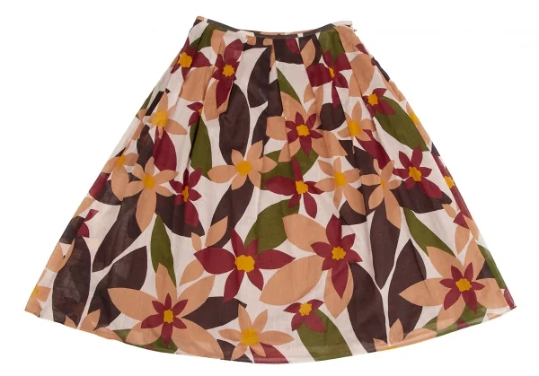 Sybilla Cotton Linen Floral Printed Skirt K-128467_002