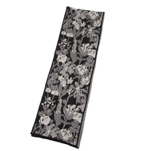 シビラSybilla ボタニカルジャガードニットストール 黒グレー白 K-128471_001