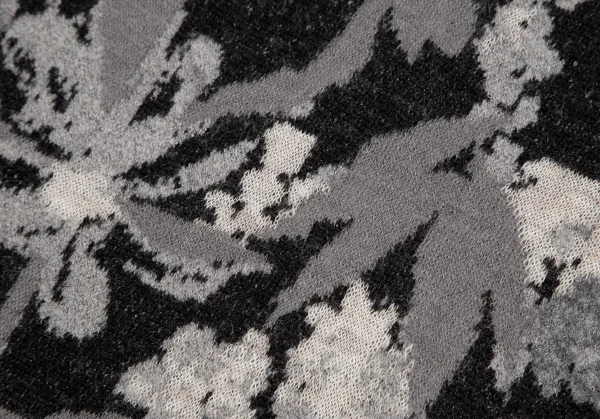 シビラSybilla ボタニカルジャガードニットストール 黒グレー白 K-128471_003