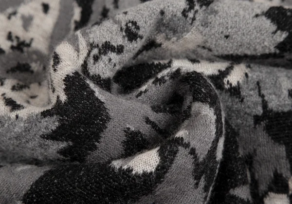 シビラSybilla ボタニカルジャガードニットストール 黒グレー白 K-128471_005