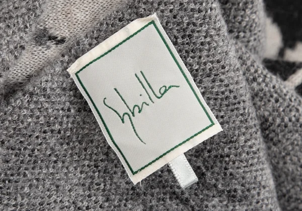 シビラSybilla ボタニカルジャガードニットストール 黒グレー白 K-128471_007