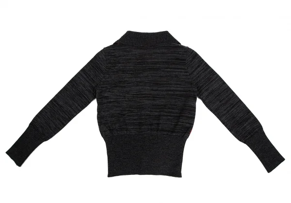 ヴィヴィアンウエストウッド レッドレーベルVivienne Westwood Red Label リブカラーアーガイルチェックカーディガン チャコールグレー赤M位 K-128481_010