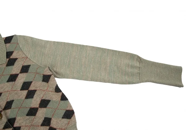 ヴィヴィアンウエストウッド レッドレーベルVivienne Westwood Red Label リブカラーアーガイルチェックカーディガン 緑他M位 K-128482_006