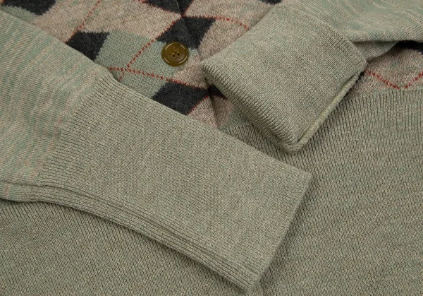 ヴィヴィアンウエストウッド レッドレーベルVivienne Westwood Red Label リブカラーアーガイルチェックカーディガン 緑他M位 K-128482_007