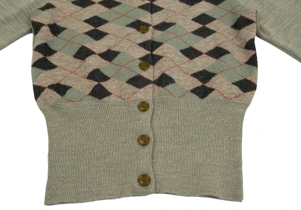 ヴィヴィアンウエストウッド レッドレーベルVivienne Westwood Red Label リブカラーアーガイルチェックカーディガン 緑他M位 K-128482_008
