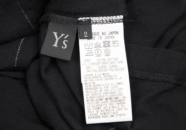 ワイズY's コットンラメステッチドレープハイネックカットソー 黒2 K-128492_012