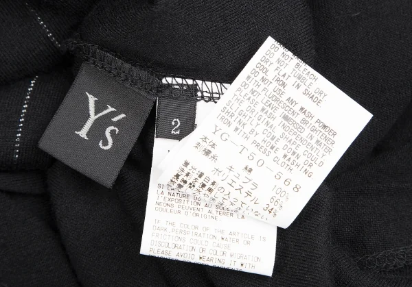 ワイズY's コットンラメステッチドレープハイネックカットソー 黒2 K-128492_013