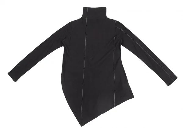 ワイズY's コットンラメステッチドレープハイネックカットソー 黒2 K-128492_002