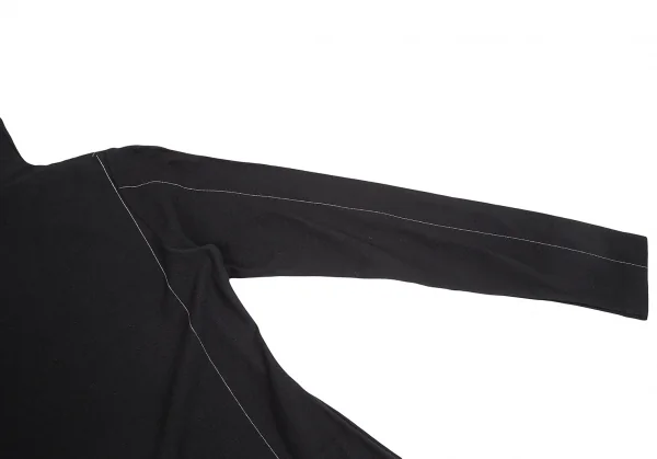 ワイズY's コットンラメステッチドレープハイネックカットソー 黒2 K-128492_005