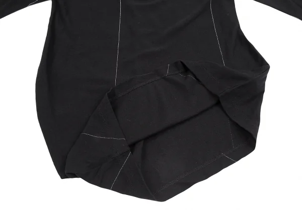 ワイズY's コットンラメステッチドレープハイネックカットソー 黒2 K-128492_008