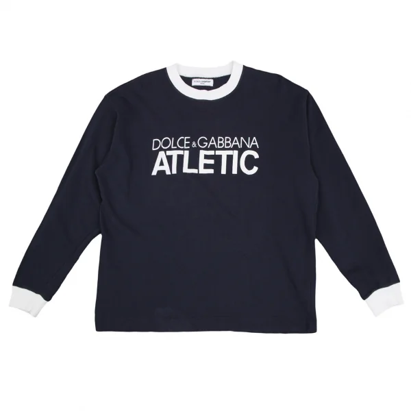 ドルチェアンドガッバーナDOLCE&GABBANA コットンバイカラーフロントロゴスウェット 紺XXL K-128498_001