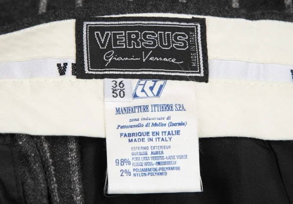ヴェルサスVERSUS ウールストライプダブルパンツ グレー50 K-128500_015