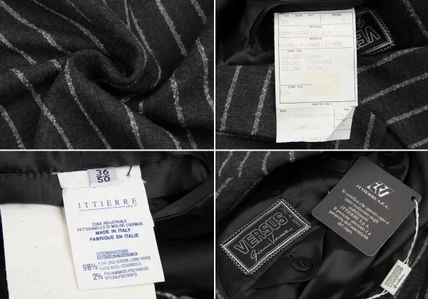 ヴェルサスVERSUS ストライプメタルボタンセットアップスーツ グレー50 K-128501_018