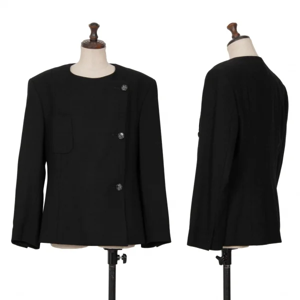 グッチGUCCI ウールノーカラージャケット 黒44 K-128534_001