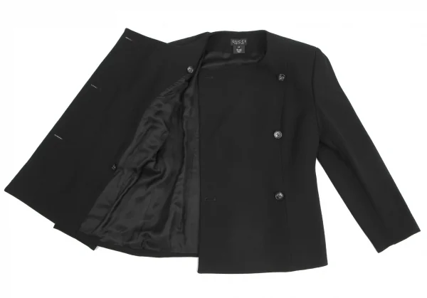 グッチGUCCI ウールノーカラージャケット 黒44 K-128534_010
