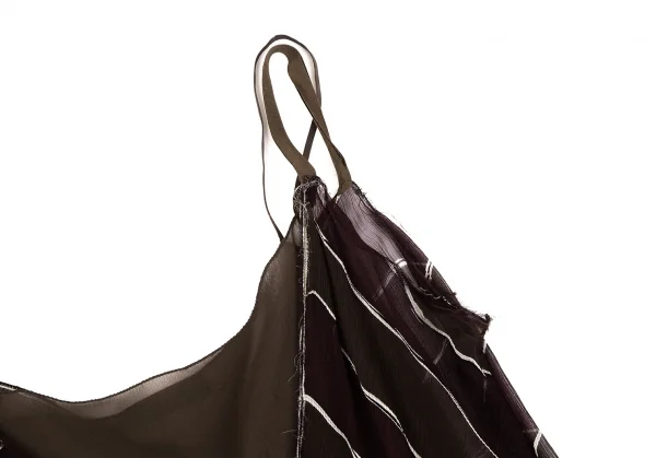 プラダPRADA シルクシースルーボーダーキャミワンピース 茶紫42 K-128539_005